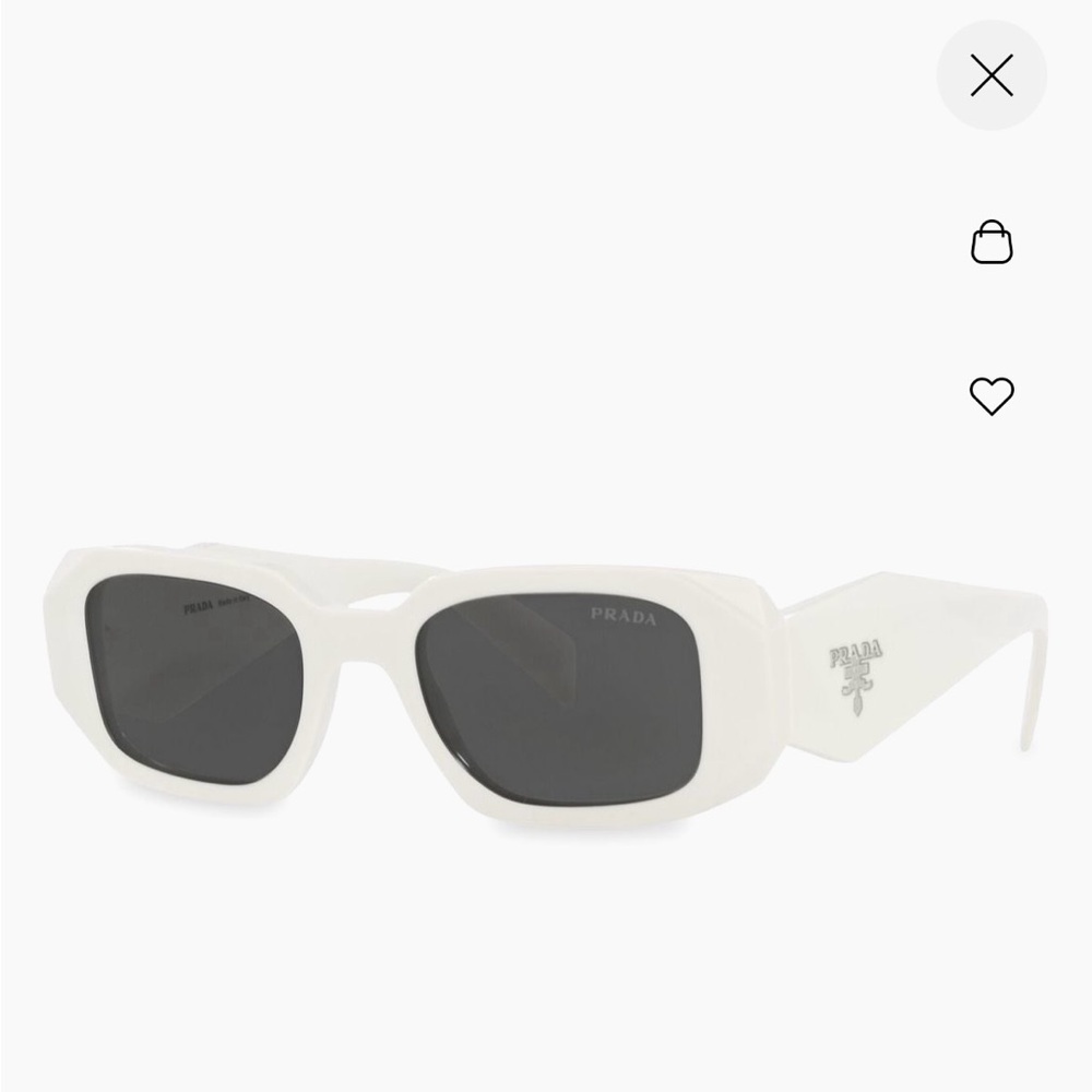 Prada White Rectangular Sunglasses